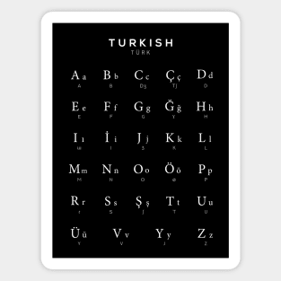 Turkish Alphabet Chart, Turkey Language Chart, Black Magnet